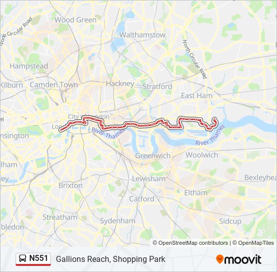 n551 Route: Schedules, Stops & Maps - Gallions Reach, Shopping Park ...