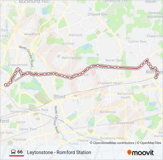 66 Bus Line Map