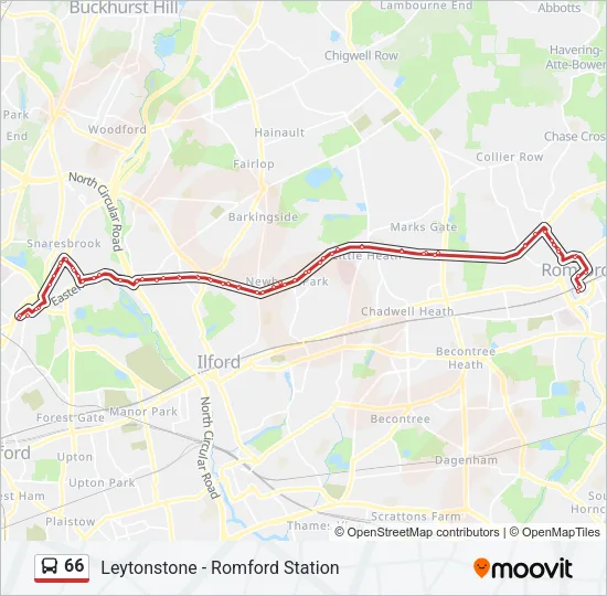66 Bus Line Map