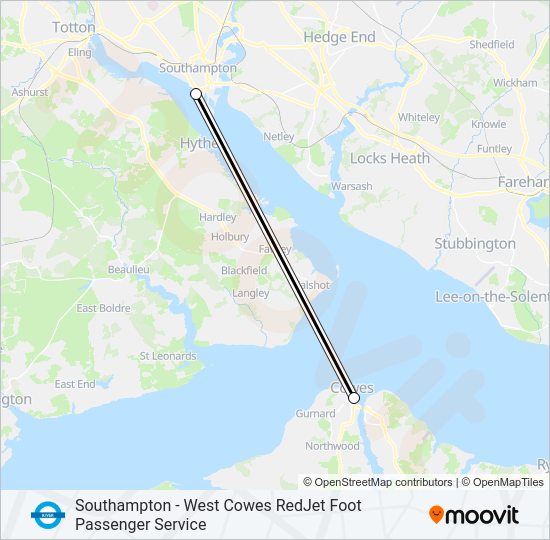 REDJET WEST COWES River Bus Line Map