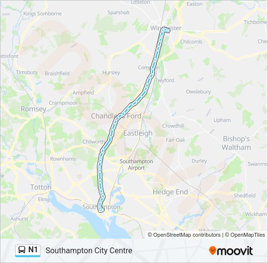 N1 Bus Line Map