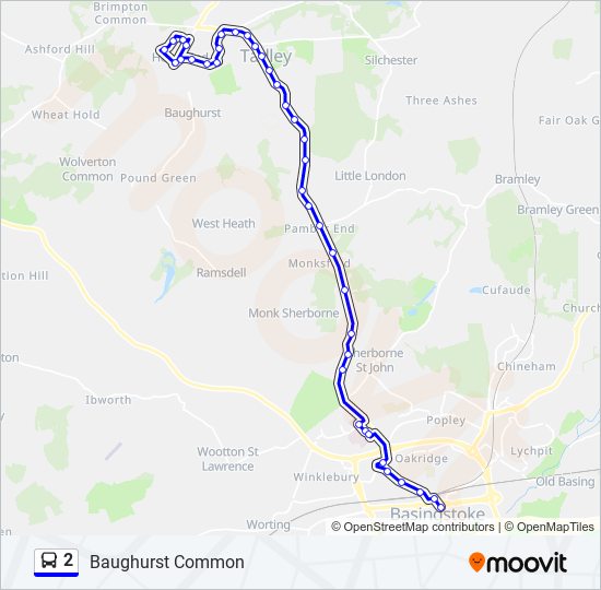 2 Route: Schedules, Stops & Maps - Baughurst Common (Updated)