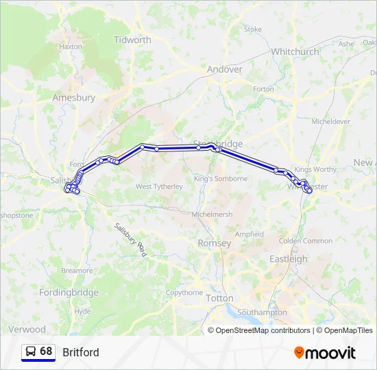 68 Route: Schedules, Stops & Maps - Britford (Updated)