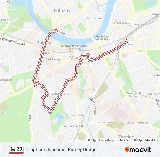 Bus 39 Route Map 39 Route: Schedules, Stops & Maps - Clapham Junction (Updated)