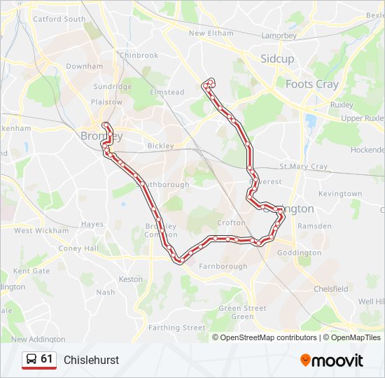 Bus 61 Route Map 61 Route: Schedules, Stops & Maps - Chislehurst (Updated)