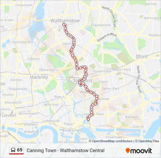 69 Bus Line Map