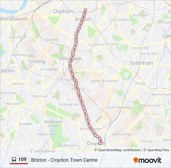 Bus 109 Route Map 109 Route: Schedules, Stops & Maps - Croydon Town Centre (Updated)