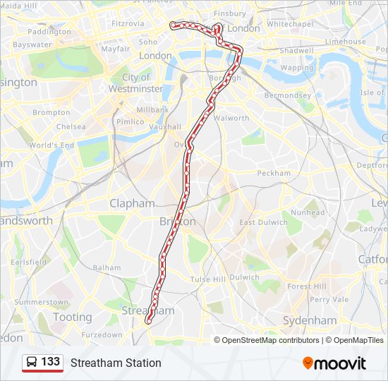 Bus 133 Route Map 133 Route: Schedules, Stops & Maps - Streatham Station (Updated)