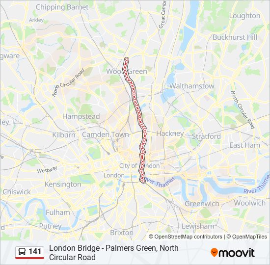 141 bus Line Map