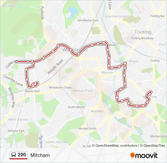 200 Route: Schedules, Stops & Maps - Mitcham (Updated)