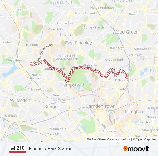 210 Bus Line Map