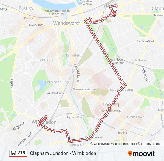 219 Route: Schedules, Stops & Maps - Clapham Junction (Updated)