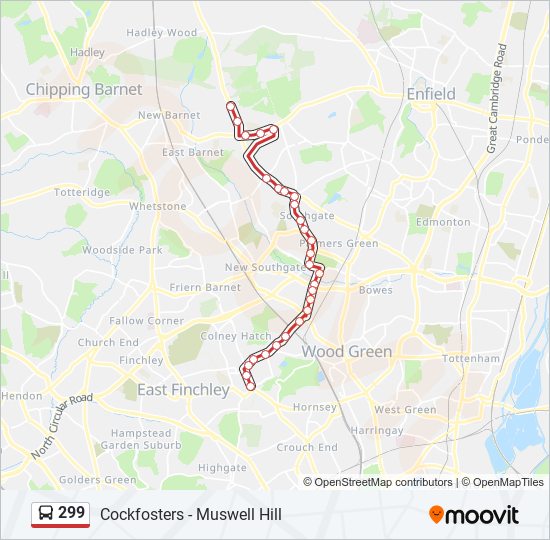 299 Route: Schedules, Stops & Maps - Cockfosters (Updated)