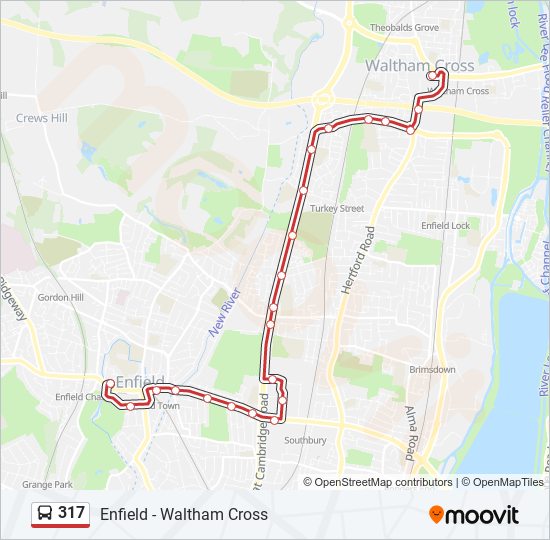 Bus 317 Route Map 317 Route: Schedules, Stops & Maps - Enfield (Updated)