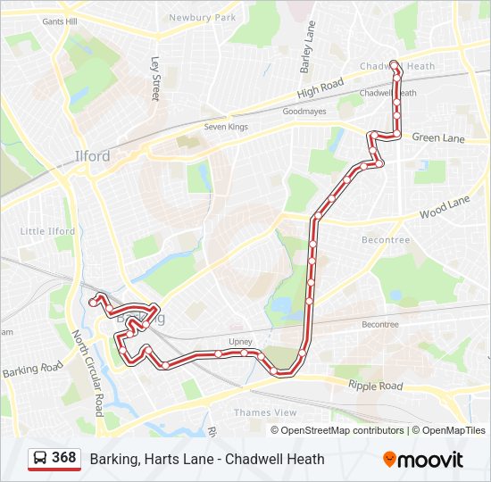 368 bus Line Map