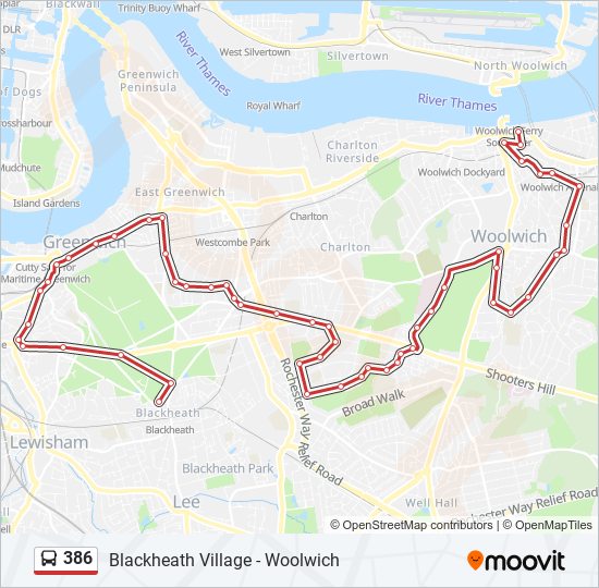 Bus 386 Route Map 386 Route: Schedules, Stops & Maps - Blackheath Village (Updated)