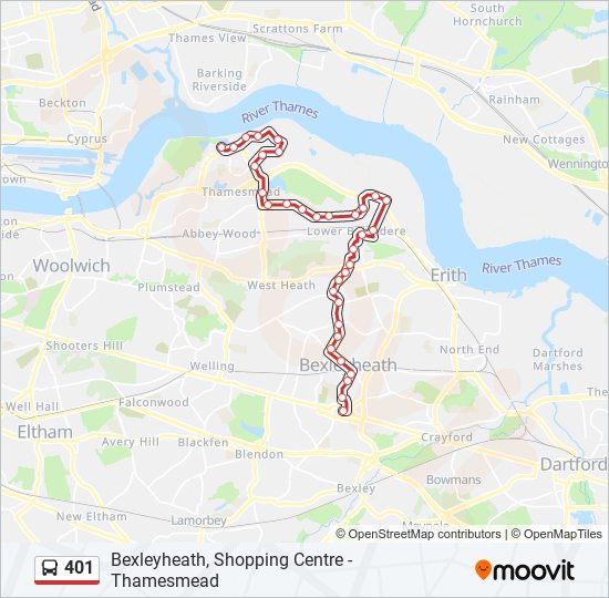 Bus 401 Route Map 401 Route: Schedules, Stops & Maps - Bexleyheath, Shopping Centre (Updated)