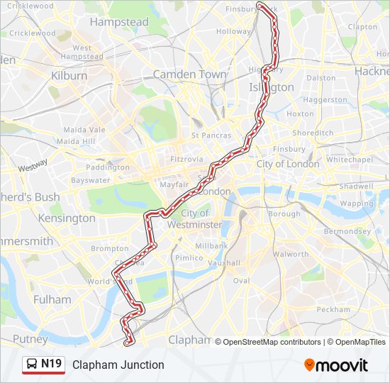 N19 Route: Schedules, Stops & Maps - Clapham Junction (updated)