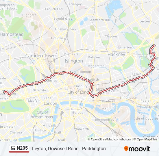 n205 Route: Schedules, Stops & Maps - Leyton, Downsell Road (Updated)