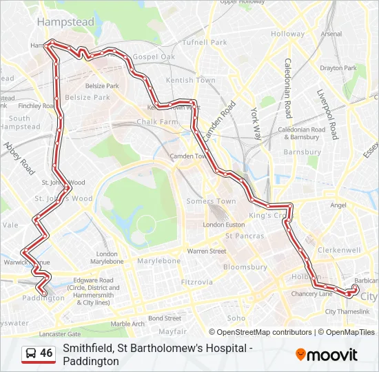 46 Bus Line Map