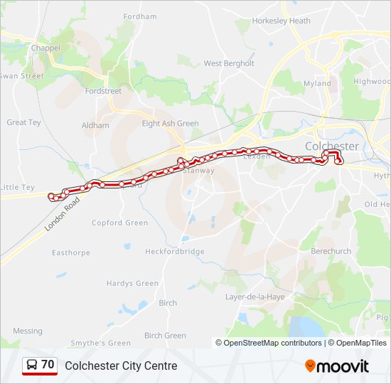 70 Bus Line Map