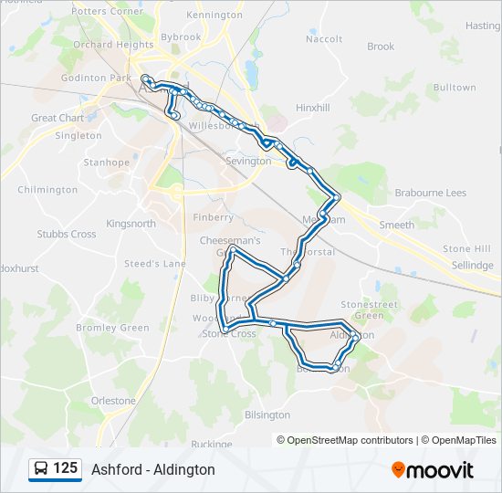 125 bus Line Map