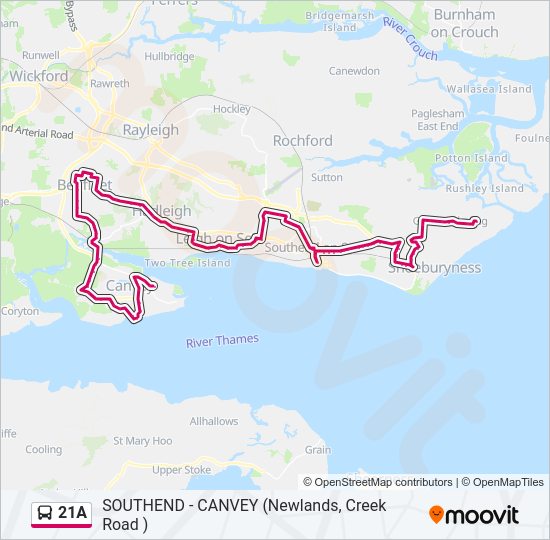 21A Bus Line Map