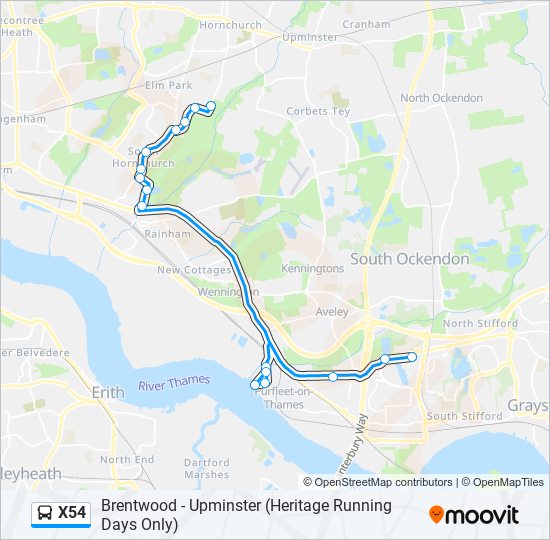 X54 Bus Line Map