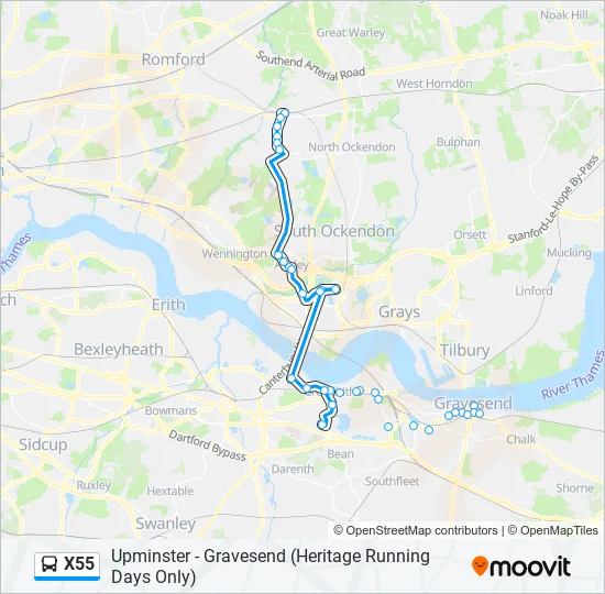 X55 Bus Line Map