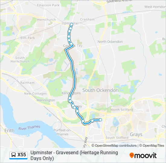 X55 Bus Line Map