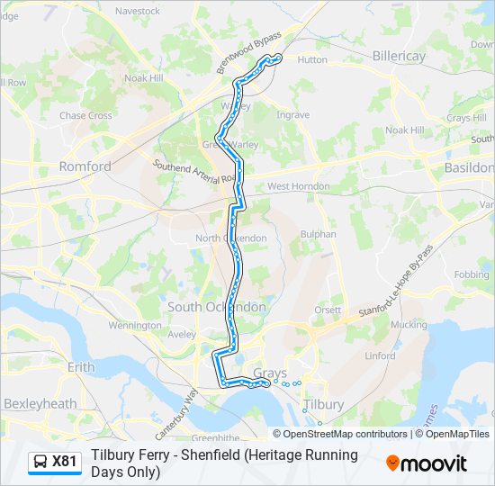 X81 Bus Line Map