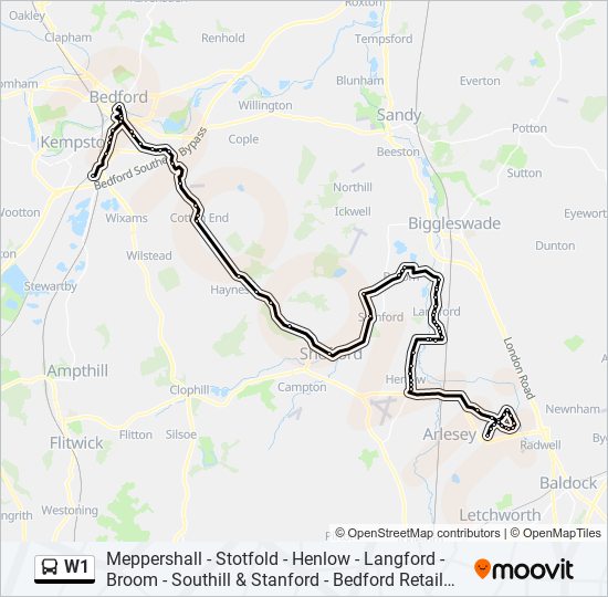 W1 Bus Line Map