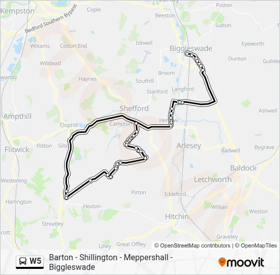 W5 Postcode Map W5 Route: Schedules, Stops & Maps - Biggleswade (Updated)