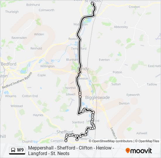 W9 bus Line Map