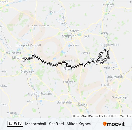 W13 Bus Line Map