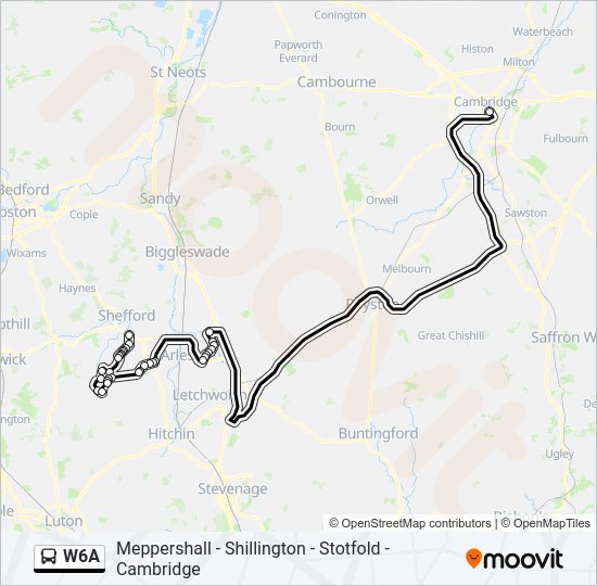W6A Bus Line Map