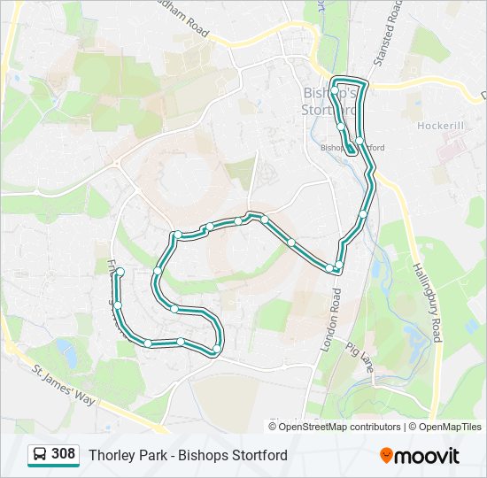 308 Route: Schedules, Stops & Maps - Bishops Stortford (Updated)