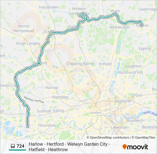 724 Route Schedules, Stops & Maps Harlow Town Centre (Updated)
