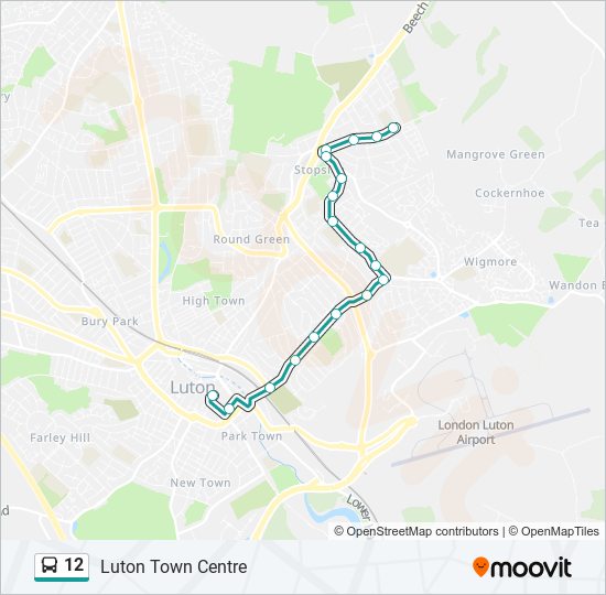 12 Route: Schedules, Stops & Maps - Luton Town Centre (Updated)