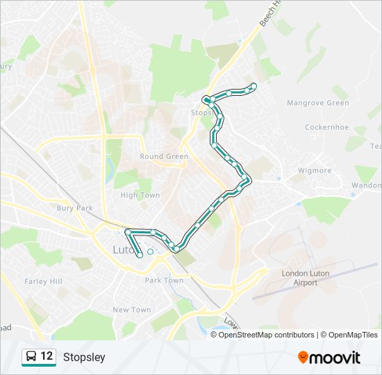 12 Route: Schedules, Stops & Maps - Stopsley (Updated)