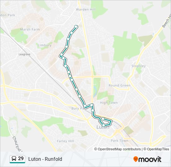 29 bus Line Map