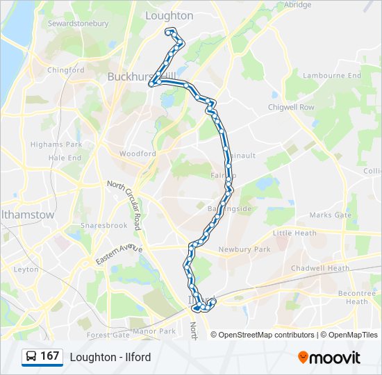 167 Bus Line Map