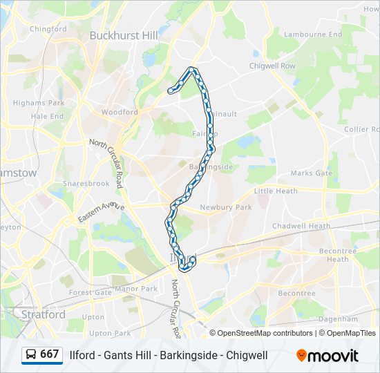 667 Bus Line Map