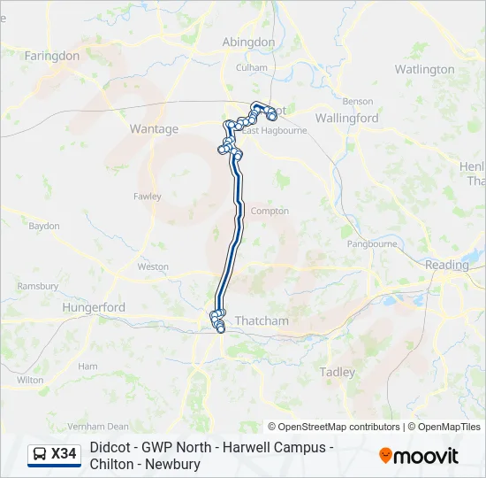 X34 Bus Line Map