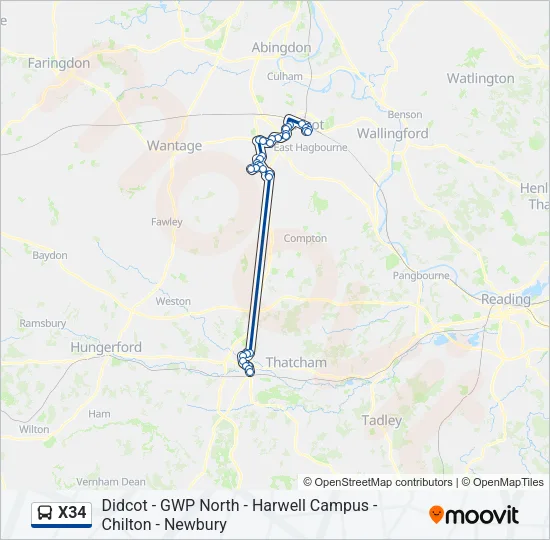 X34 Bus Line Map