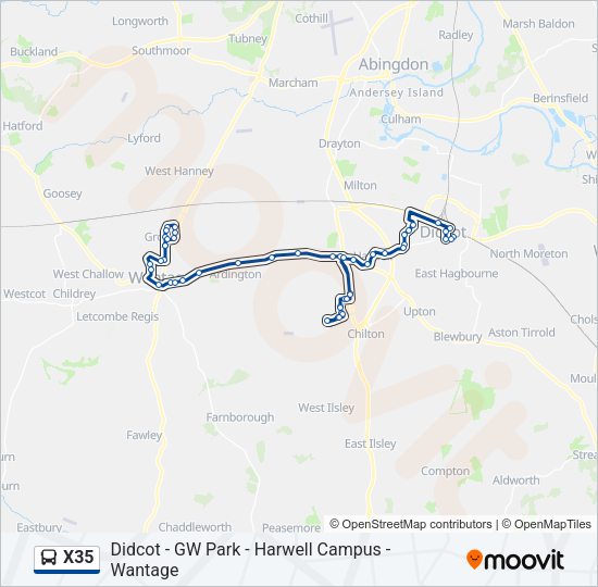 X35 Bus Line Map