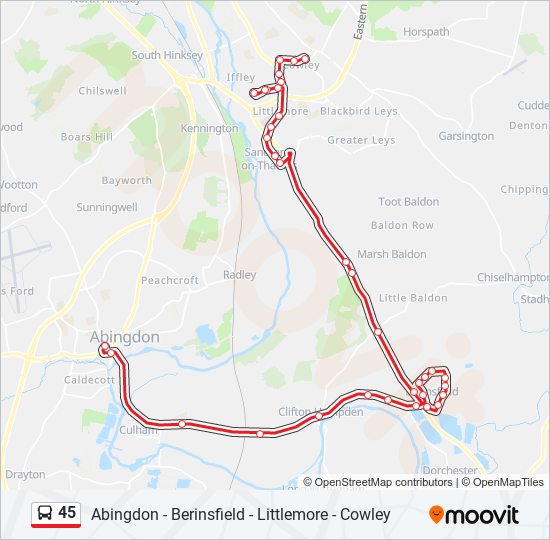 45 bus Line Map