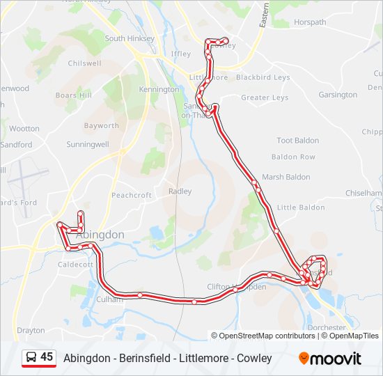 45 bus Line Map