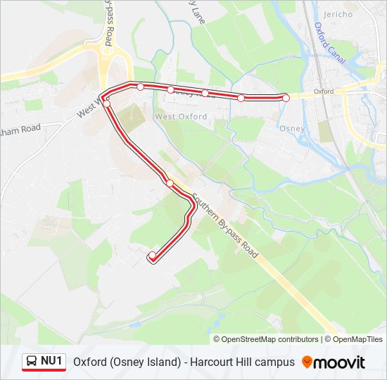 NU1 bus Line Map