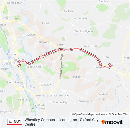 NU1 bus Line Map